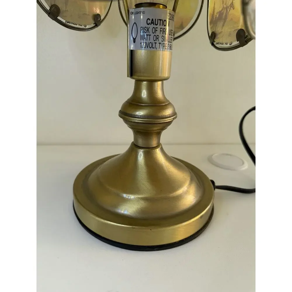 Vtg OK Lighting Touch Lamp Native American Wolf Deer Indigenous 3 Settings WORKS